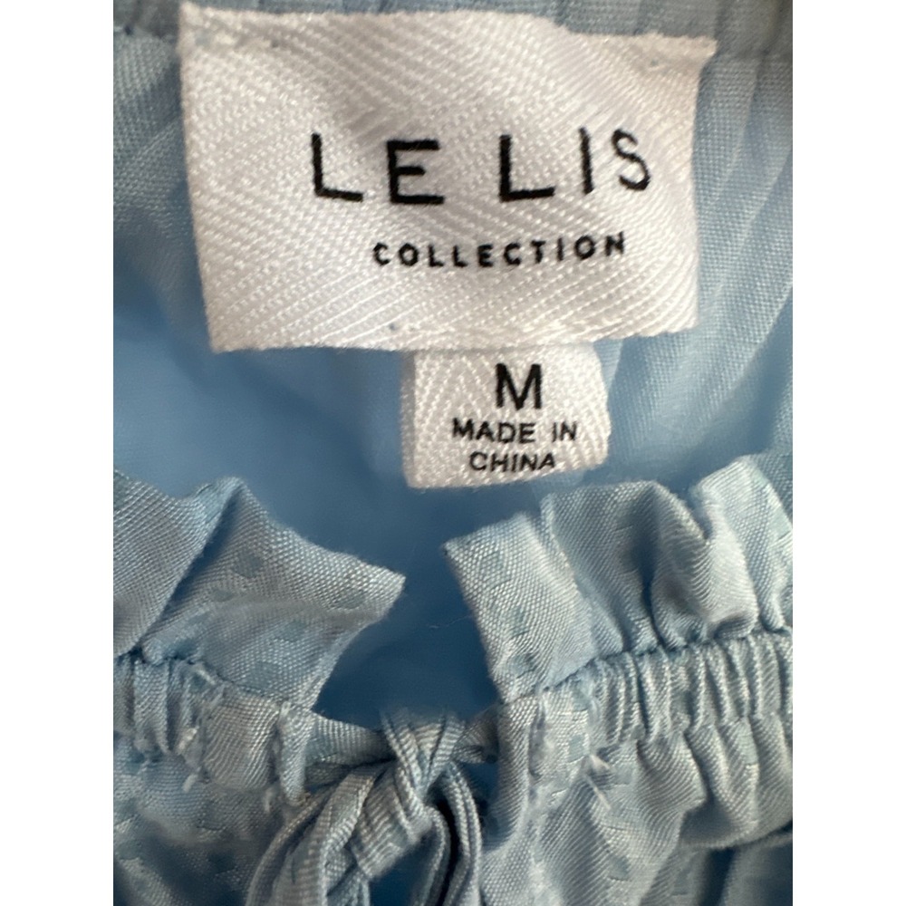 LE LIS Light Blue Smocked Puff Sleeve Midi Dress M Milkmaid Cottagecore Coquette - Picture 7 of 16